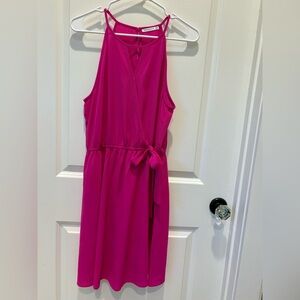 Staccato Pink Halter Sundress Mini with Tie Waist size M